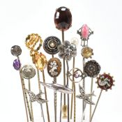 COLLECTION OF ANTIQUE & LATER STICK PINS