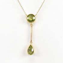 EDWARDIAN 15CT GOLD & PERIDOT PENDANT NECKLACE