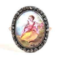 19TH CENTURY VICTORIAN ENAMEL & DIAMOND RING