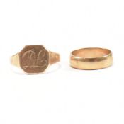 TWO HALLMARKED 9CT GOLD RINGS.