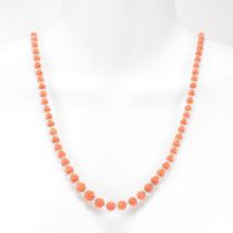 1930S PRECIOUS CORAL & ROCK CRYSTAL BEAD NECKLACE