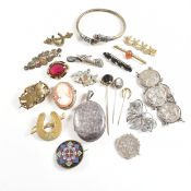 COLLECTION OF ANTIQUE VINTAGE SILVER & COSTUME JEWELLERY