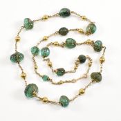 GOLD & CARVED EMERALD BEAD NECKLACE