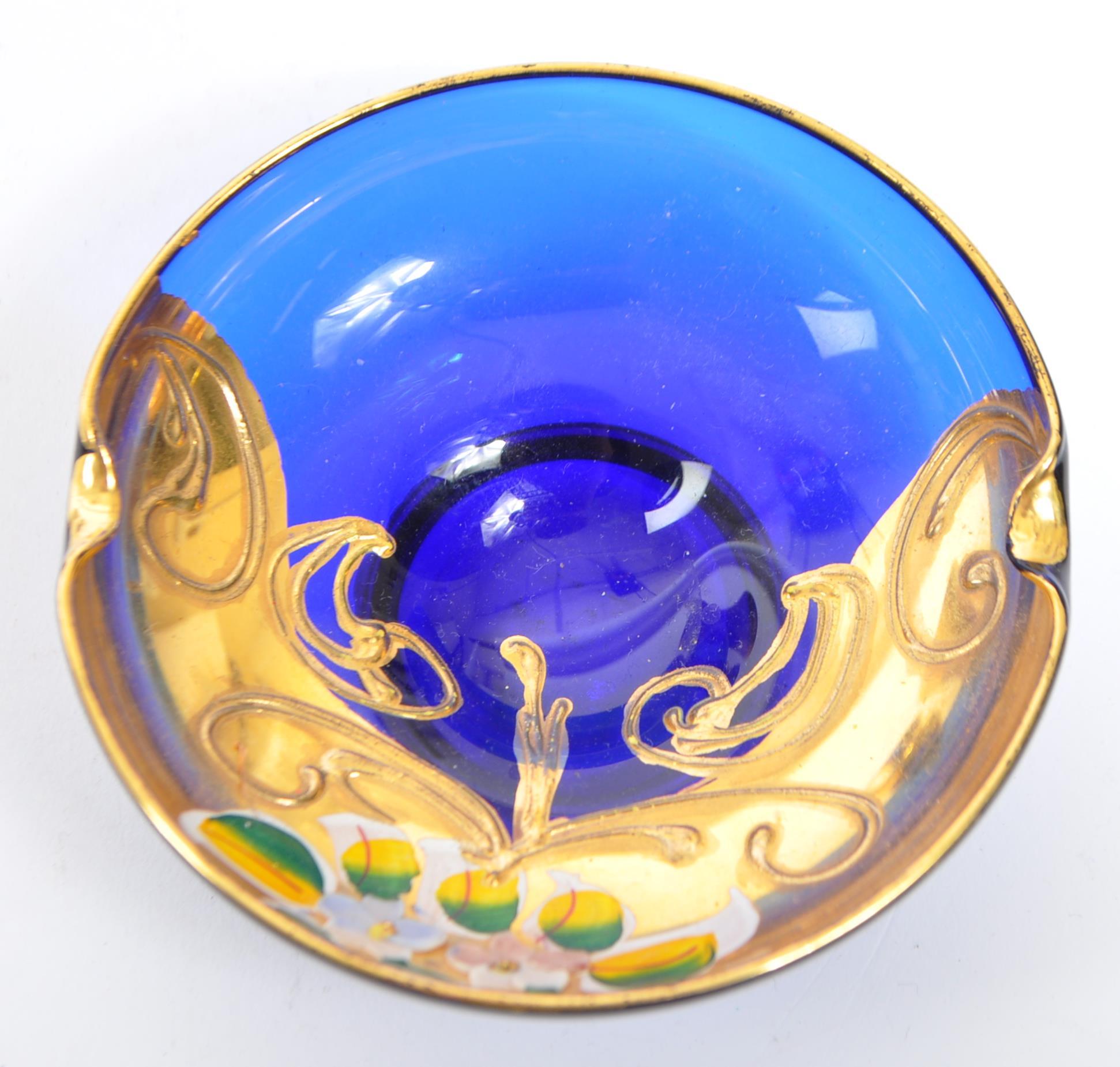 COBALT BLUE BOHEMIAN ART GLASS GOLD DECORATION - Image 6 of 6