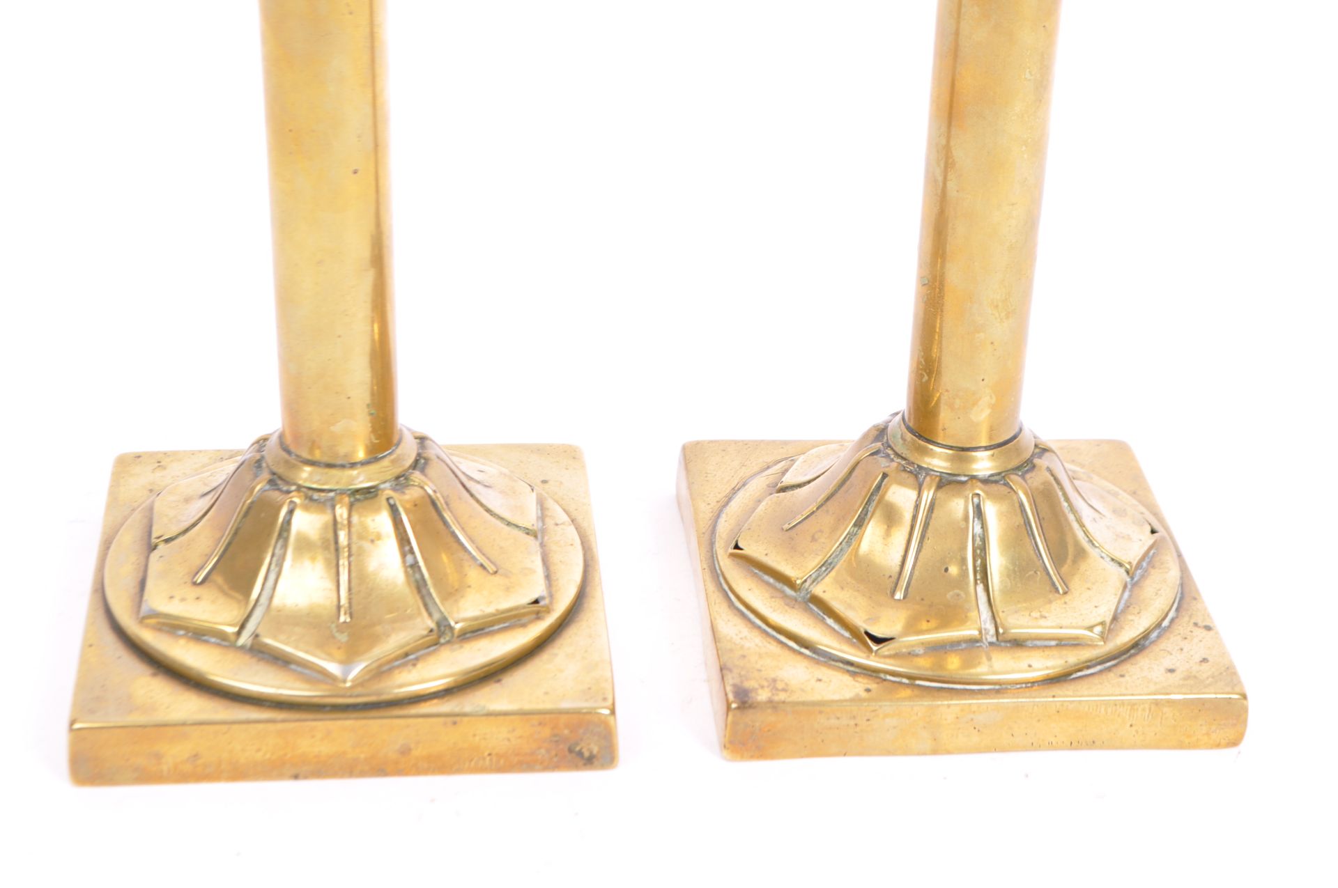 PAIR OF VICTORIAN PALMER & CO SPRING LOADED BRASS CANDLESTICKS - Image 3 of 6