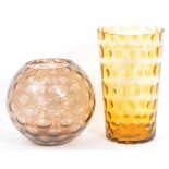 TWO 1960S CZECH SKLO UNION GLASS VASES INCL BORSKE