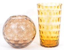 TWO 1960S CZECH SKLO UNION GLASS VASES INCL BORSKE