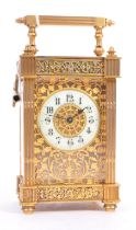 LATE 19TH CENTURY FRENCH ORMOLU FILIGREE CARRIAGE CLOCK