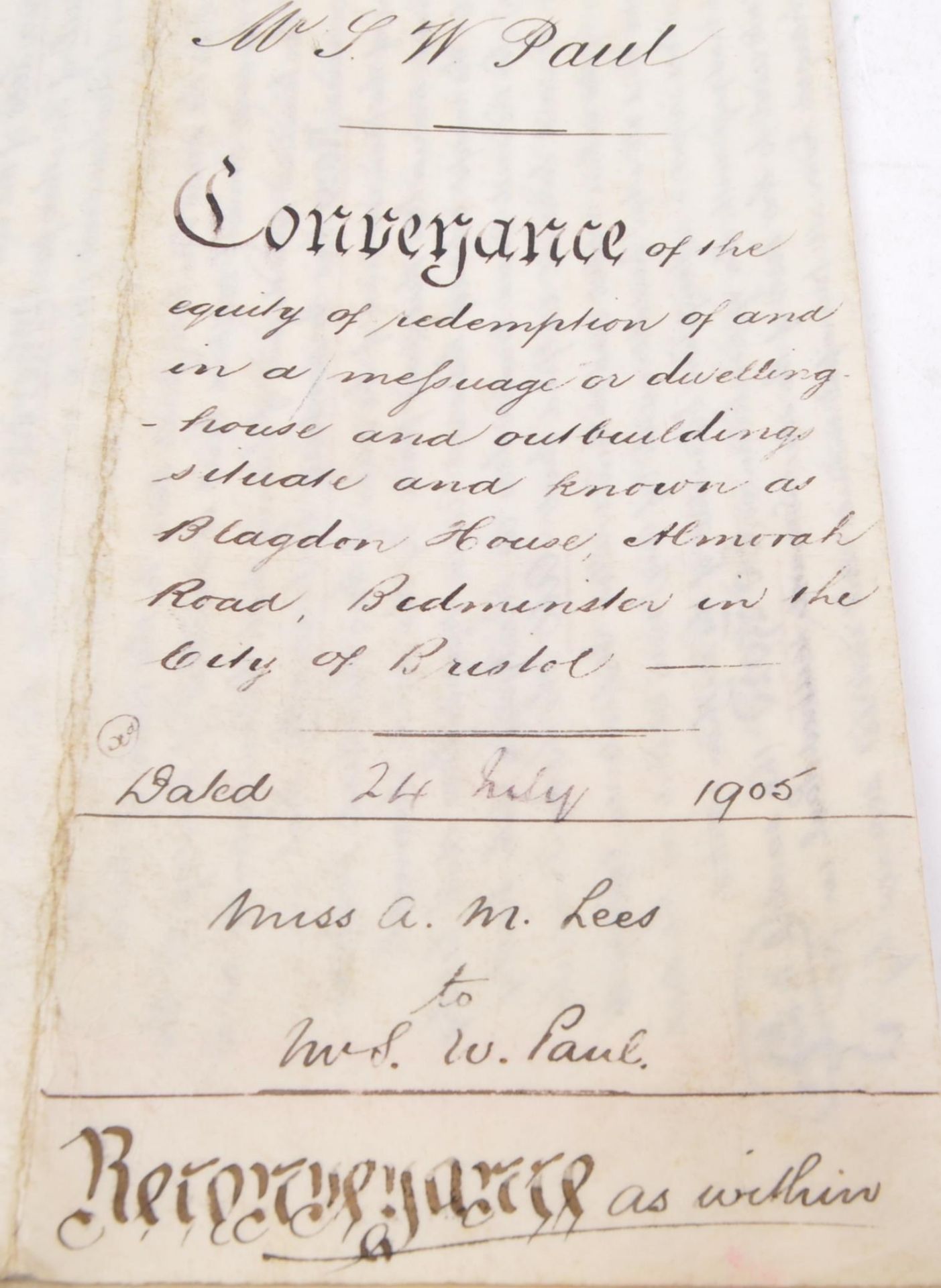 LATE 19TH CENTURY 1870S -1920S BRISTOL PROPERTY DOCUMENTS - Image 11 of 17