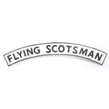 VINTAGE FLYING SCOTSMAN CAST METAL BLACK & WHITE SIGN