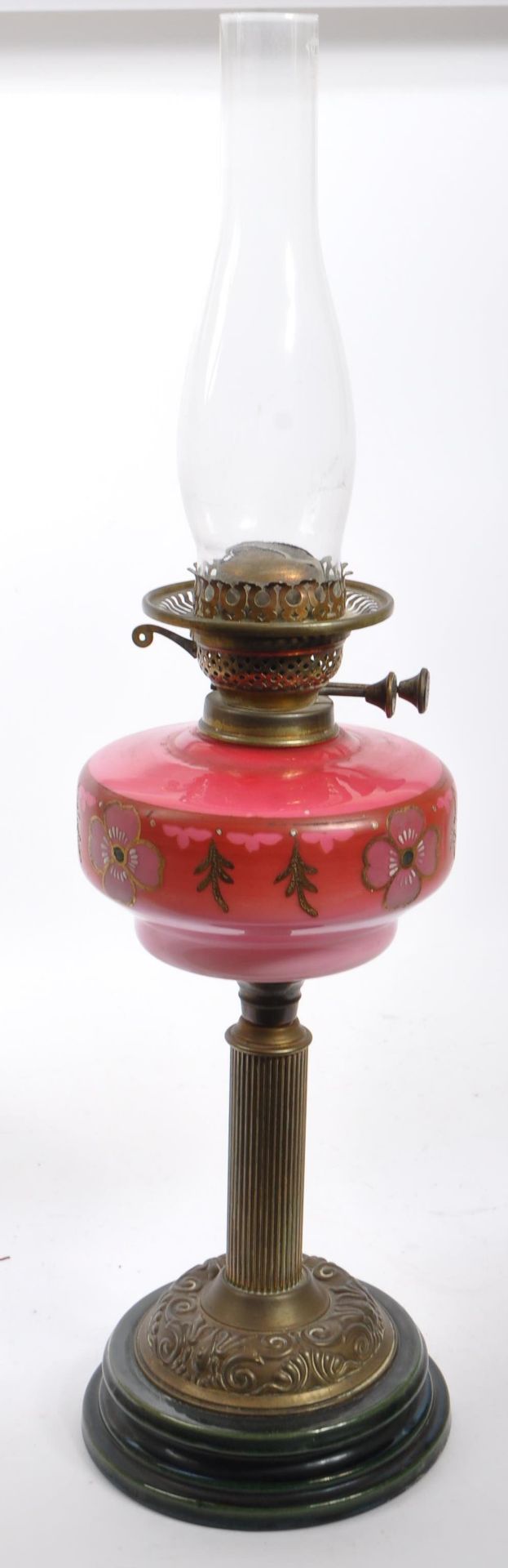 20TH CENTURY PINK OPALINE BRITISH MADE GLASS OIL LAMP BY DUPLEX - Image 2 of 5