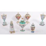 COLLECTION OF MINIATURE PORCELAIN VASES / URNS ETC.