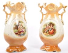 WILD & ADAMS, LONGTON, STOKE-ON-TRENT PAIR OF MANTLE VASES