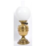 20TH CENTURY BRASS OIL LAMP WITH GLASS SHADE