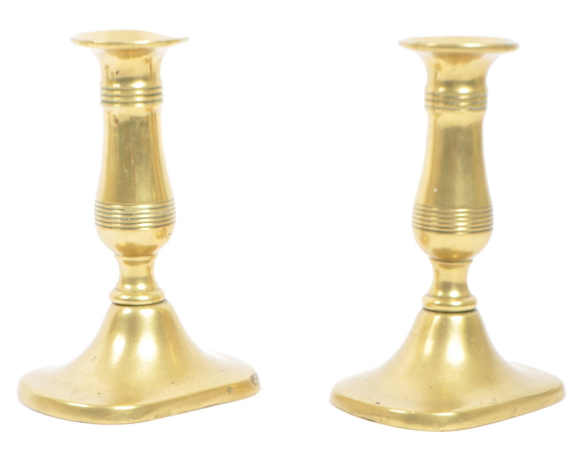 PAIR OF VINTAGE 20TH CENTURY CAMPAIGN BRASS CANDLE STICKS - Image 3 of 6