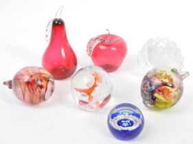 BRISTOL GLASS RED APPLE & PEAR + CAITHNESS PAPERWEIGHT