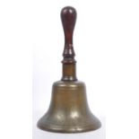 LARGE OVERSIZED 19TH CENTURY VICTORIAN BRASS SCHOOL BELL