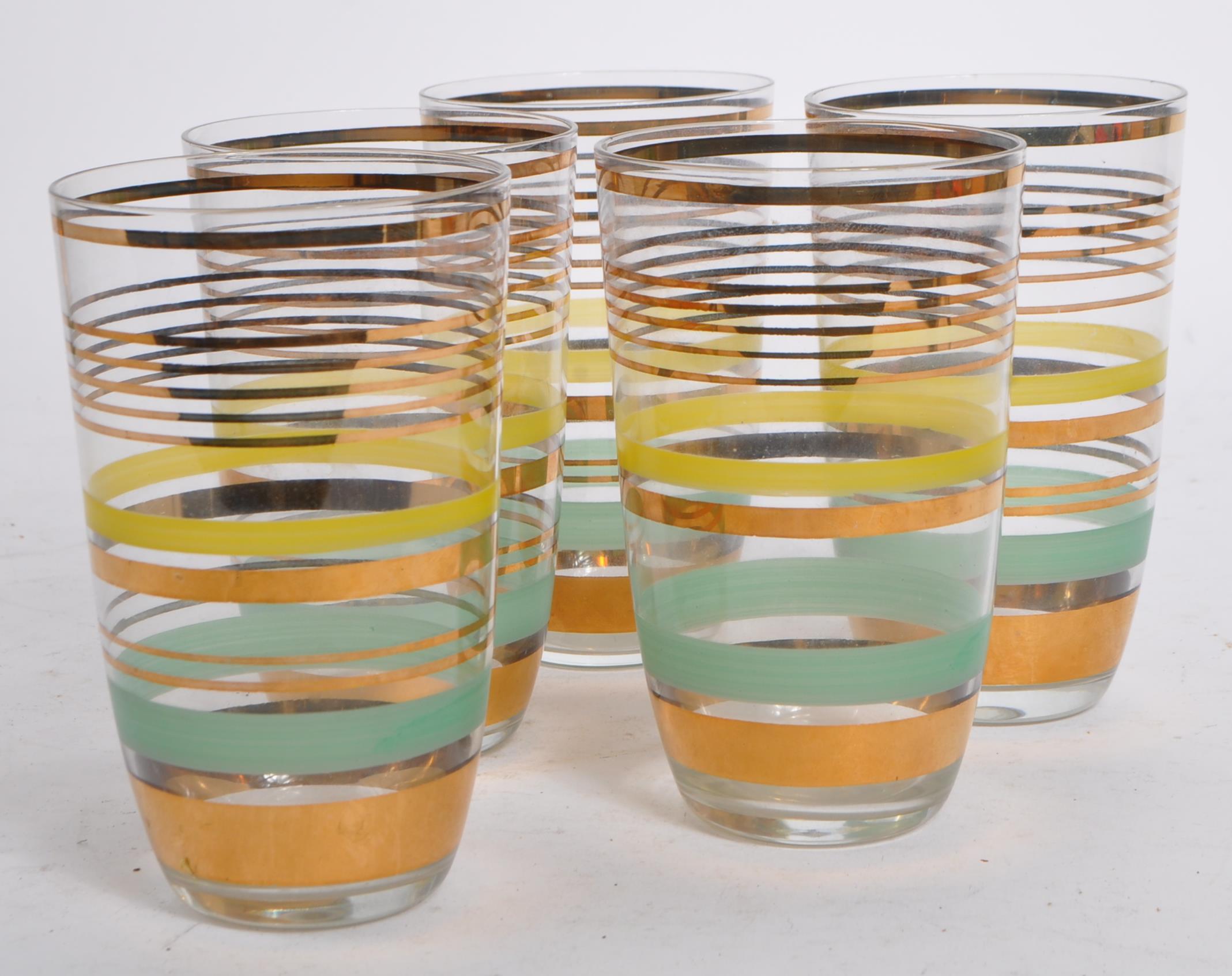 VINTAGE 20TH CENTURY MINT GREEN & YELLOW GLASS LEMONADE SET - Image 4 of 5