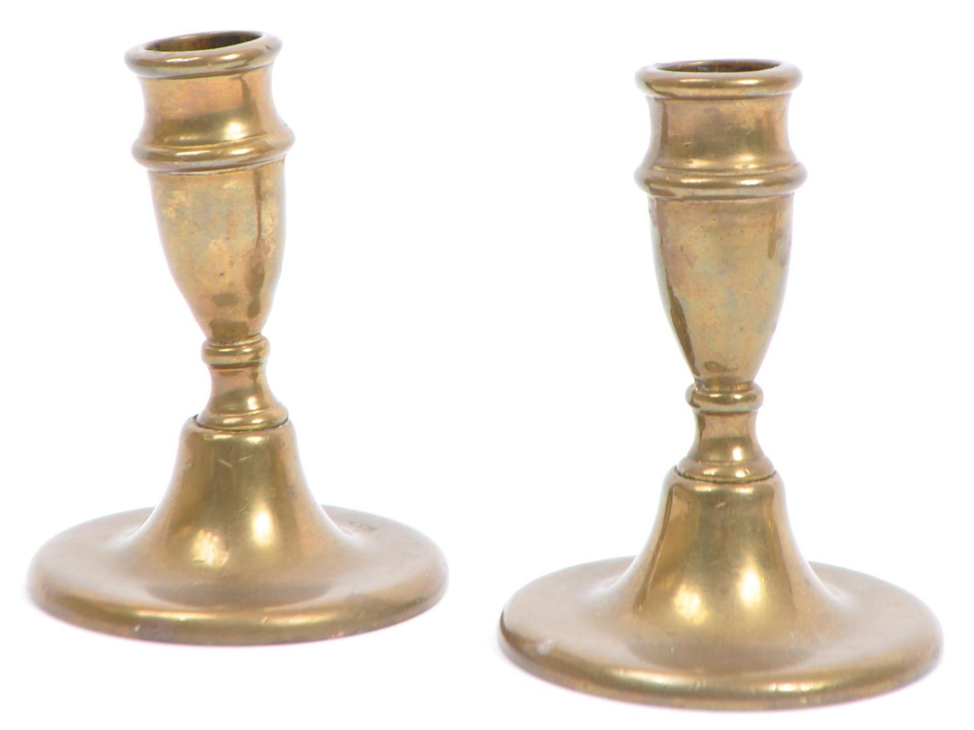 PAIR OF VINTAGE 20TH CENTURY CAMPAIGN BRASS CANDLE STICKS - Image 4 of 6