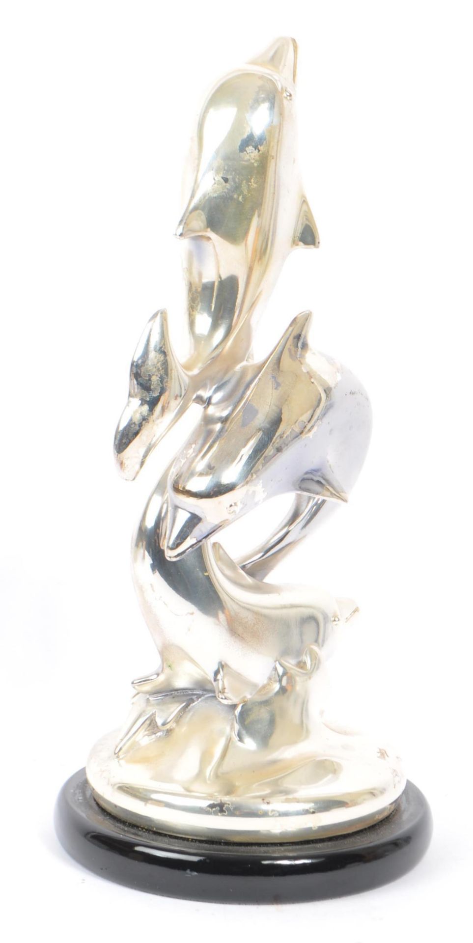 VINTAGE 20TH CENTURY OTTAVIANI SILVER PLATE DOLPHIN STATUE - Image 2 of 4