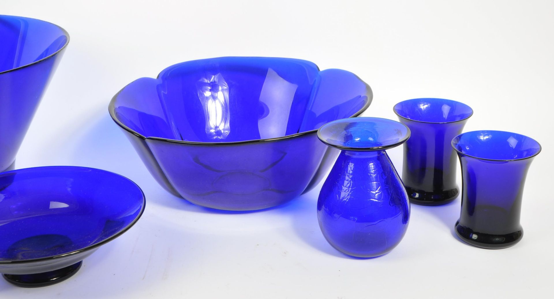 BRISTOL BLUE GLASS THOMAS WEBB AND OTHER VASES / BOWLS - Image 3 of 4