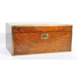 1930S MAHOGANY HINGED LIDDED BRASS INLAID DECORATION BOX