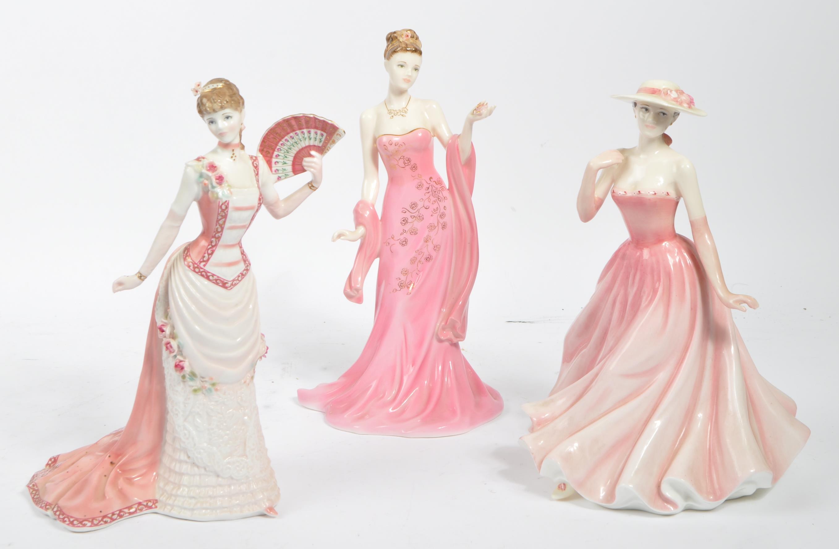 THREE LIMITED EDITION BONE CHINA LADY FIGURINES