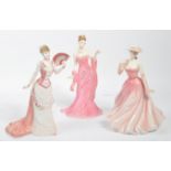 THREE LIMITED EDITION BONE CHINA LADY FIGURINES