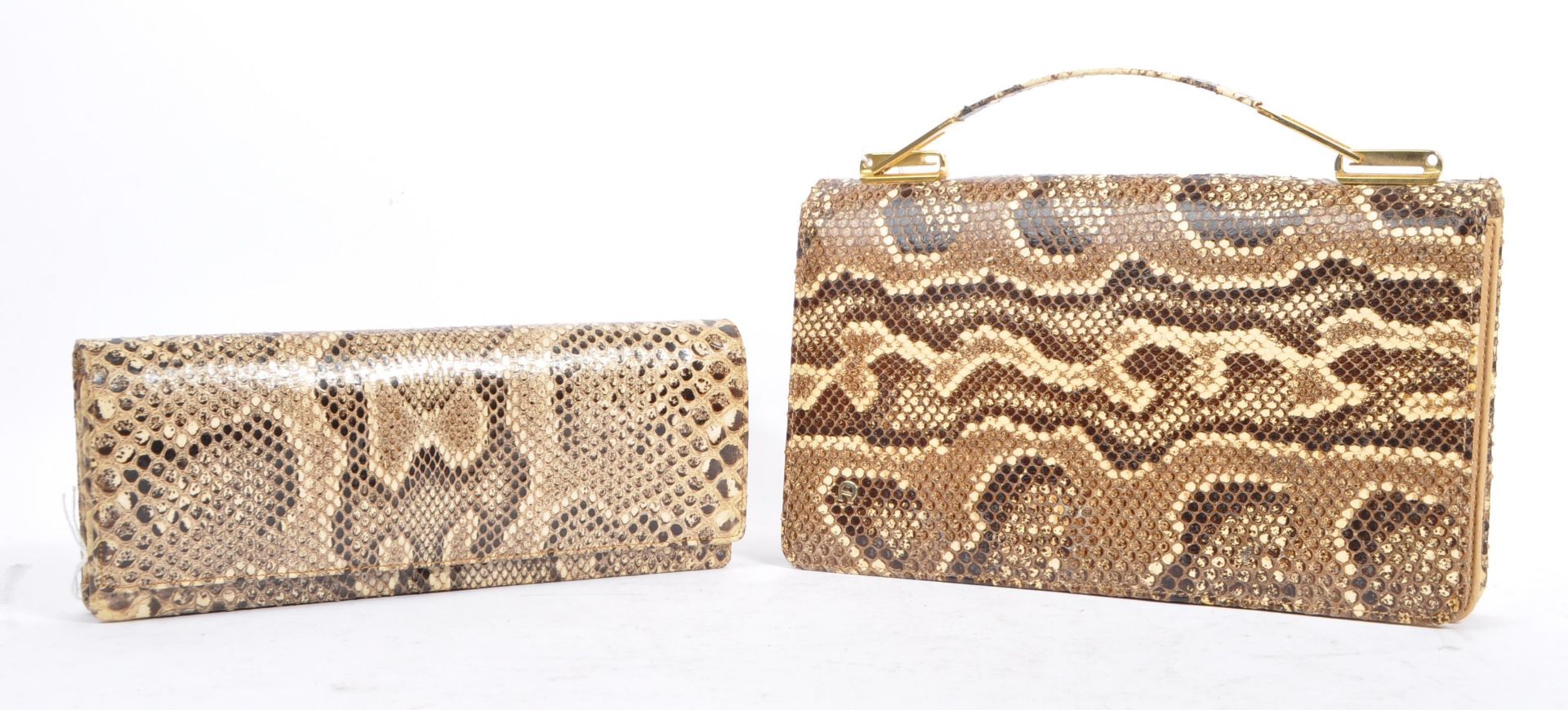 VINTAGE 20TH CENTURY SNAKESKIN CLUTCH PURSE & BAG