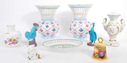 LIMOGES PORCELAIN VASE PAIR & NAPOLEON BEE / EAGLE MINIATURE