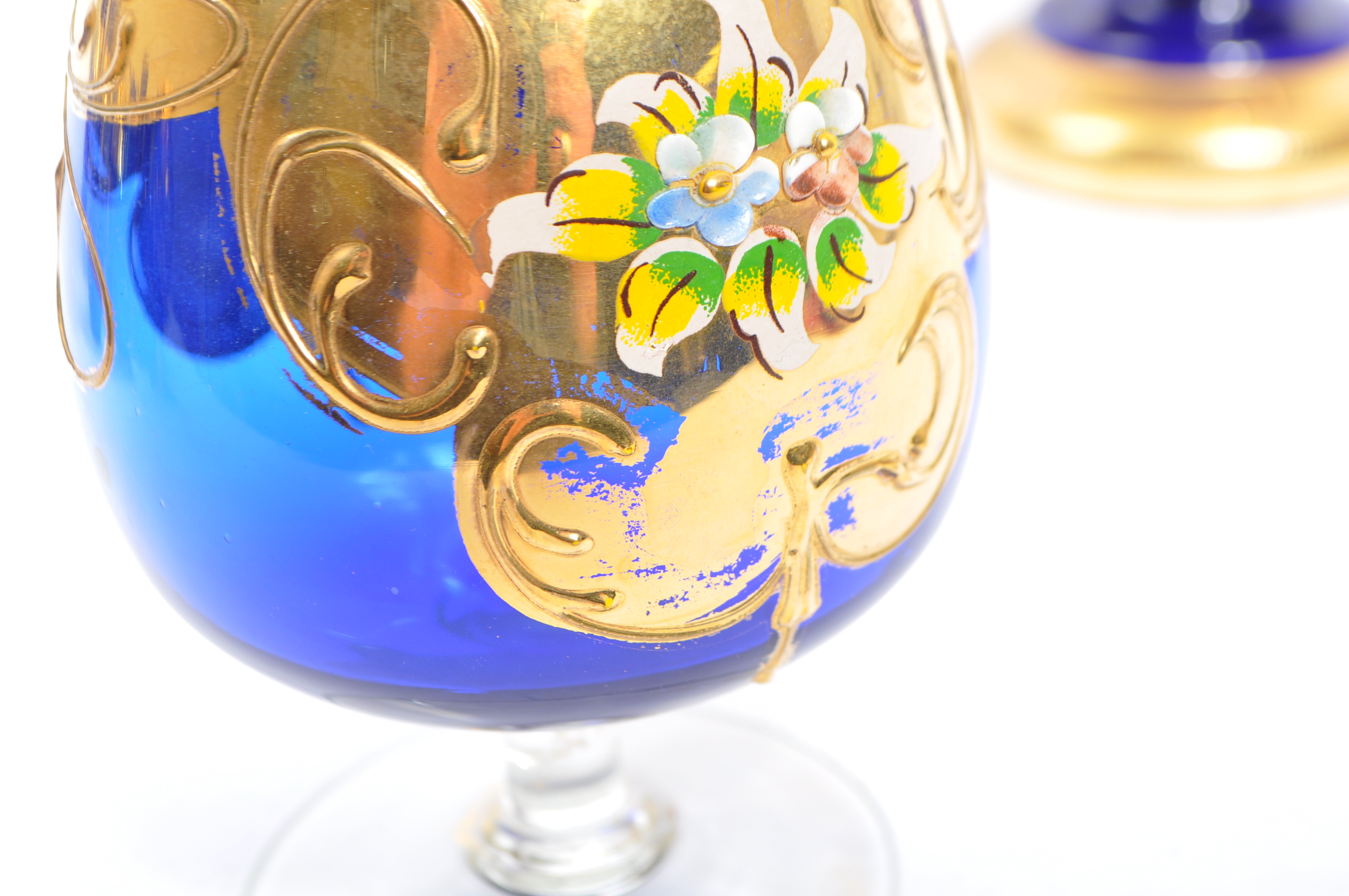 COBALT BLUE BOHEMIAN ART GLASS GOLD DECORATION - Image 5 of 6