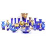 COBALT BLUE BOHEMIAN ART GLASS GOLD DECORATION