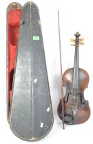 19TH CENTURY VIOLIN & BOW IN CASE