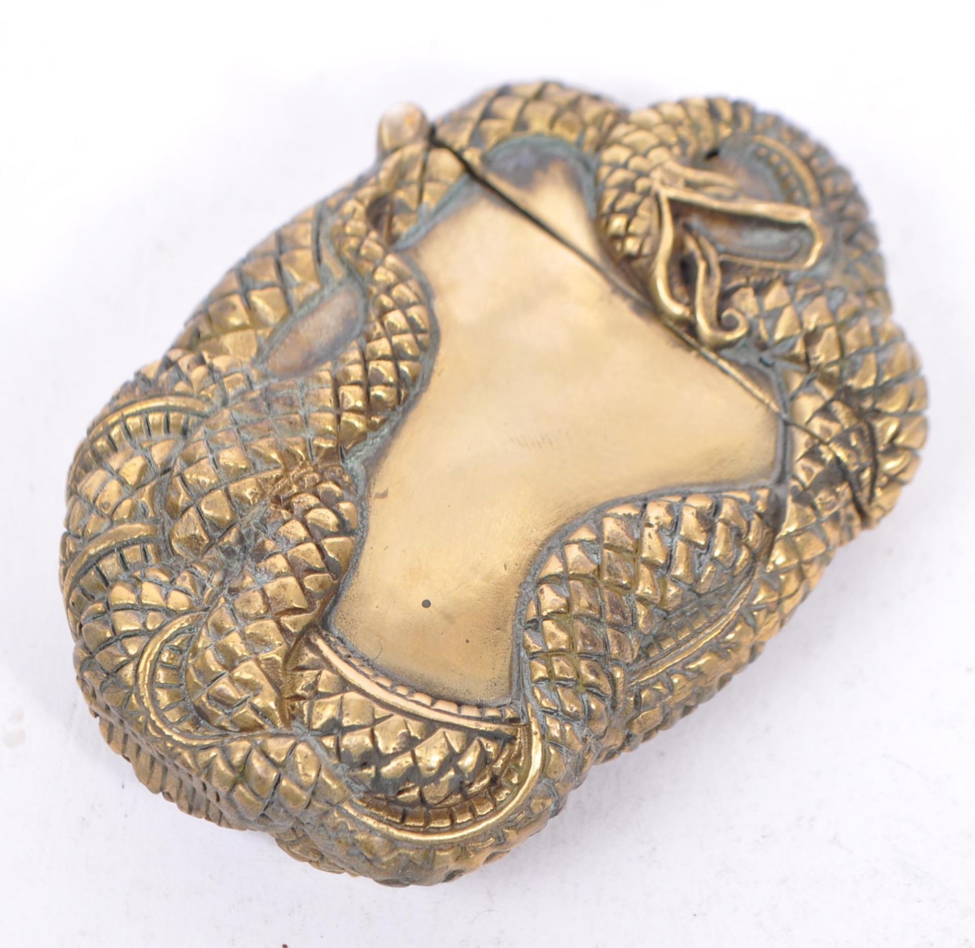 VINTAGE BRASS VESTA CASE IN THE FORM OF A SNAKE