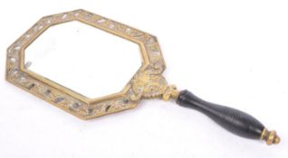 LATE VICTORIAN ORNATE BRASS HAND HELD MIRROR