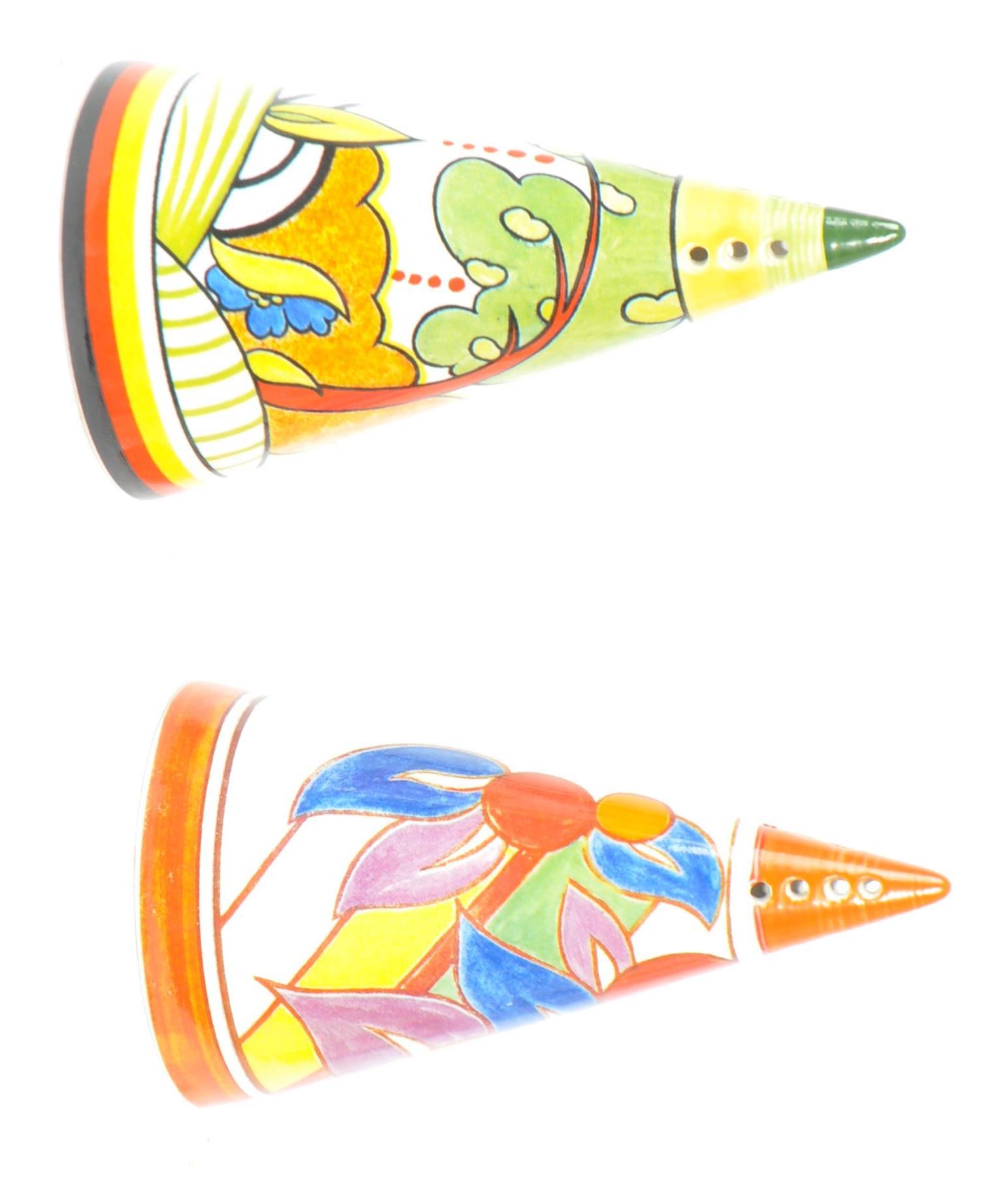 PAIR OF VINTAGE MULTI COLOURED SUGAR SHAKERS BY CLARICE CLIFF - Image 2 of 6