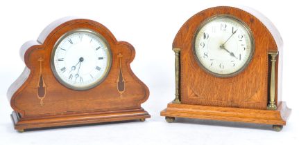 TWO EARLY 20TH CENTURY 1930S INLAID MANTEL CLOCKS