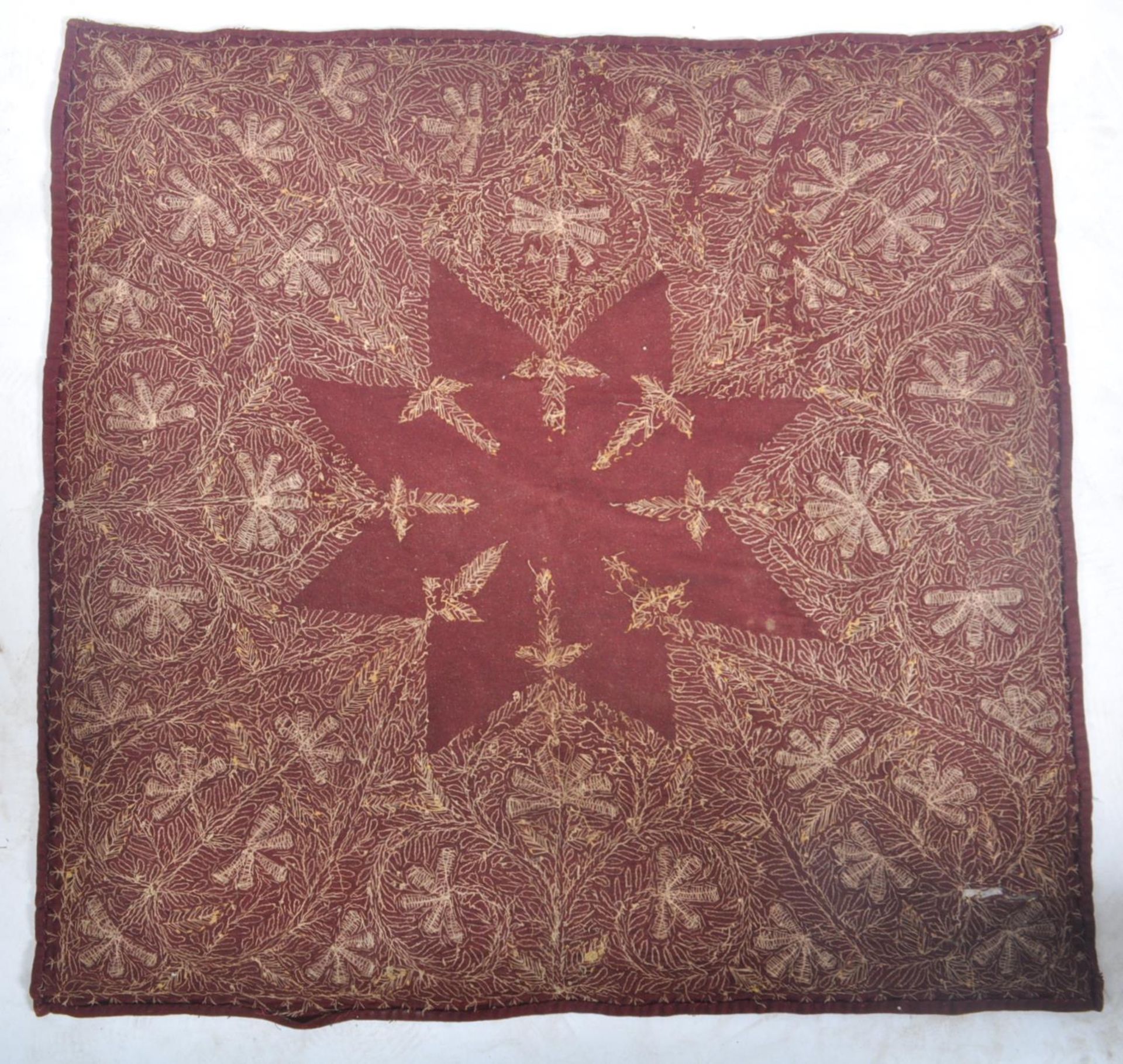 ANTIQUE PERSIAN STUMPWORK STYLE THROW / TEXTILE FRAGMENT - Image 5 of 10