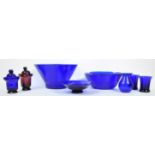 BRISTOL BLUE GLASS THOMAS WEBB AND OTHER VASES / BOWLS