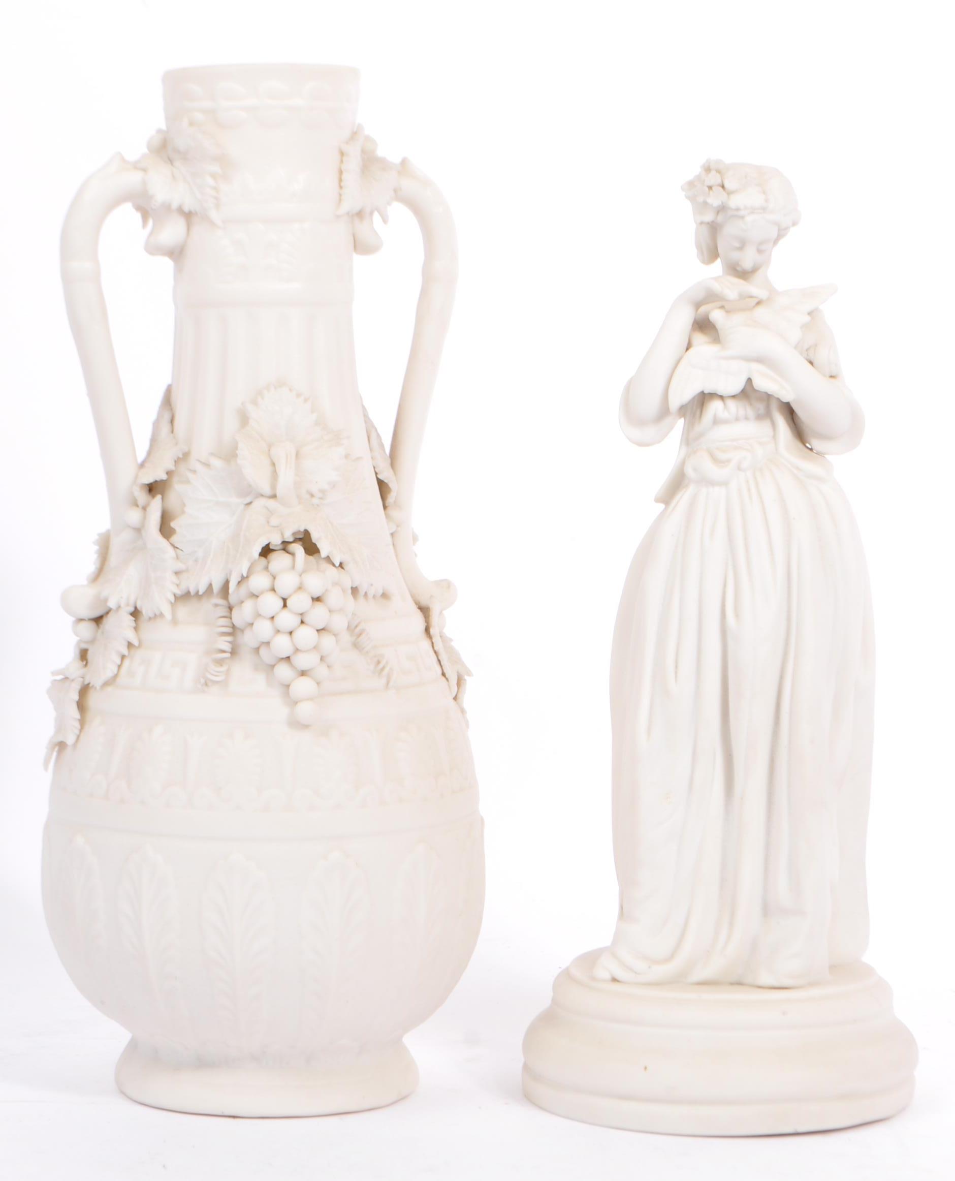 19TH CENTURY VICTORIAN PARIAN WARE VASE & MAIDEN