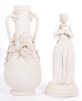 19TH CENTURY VICTORIAN PARIAN WARE VASE & MAIDEN