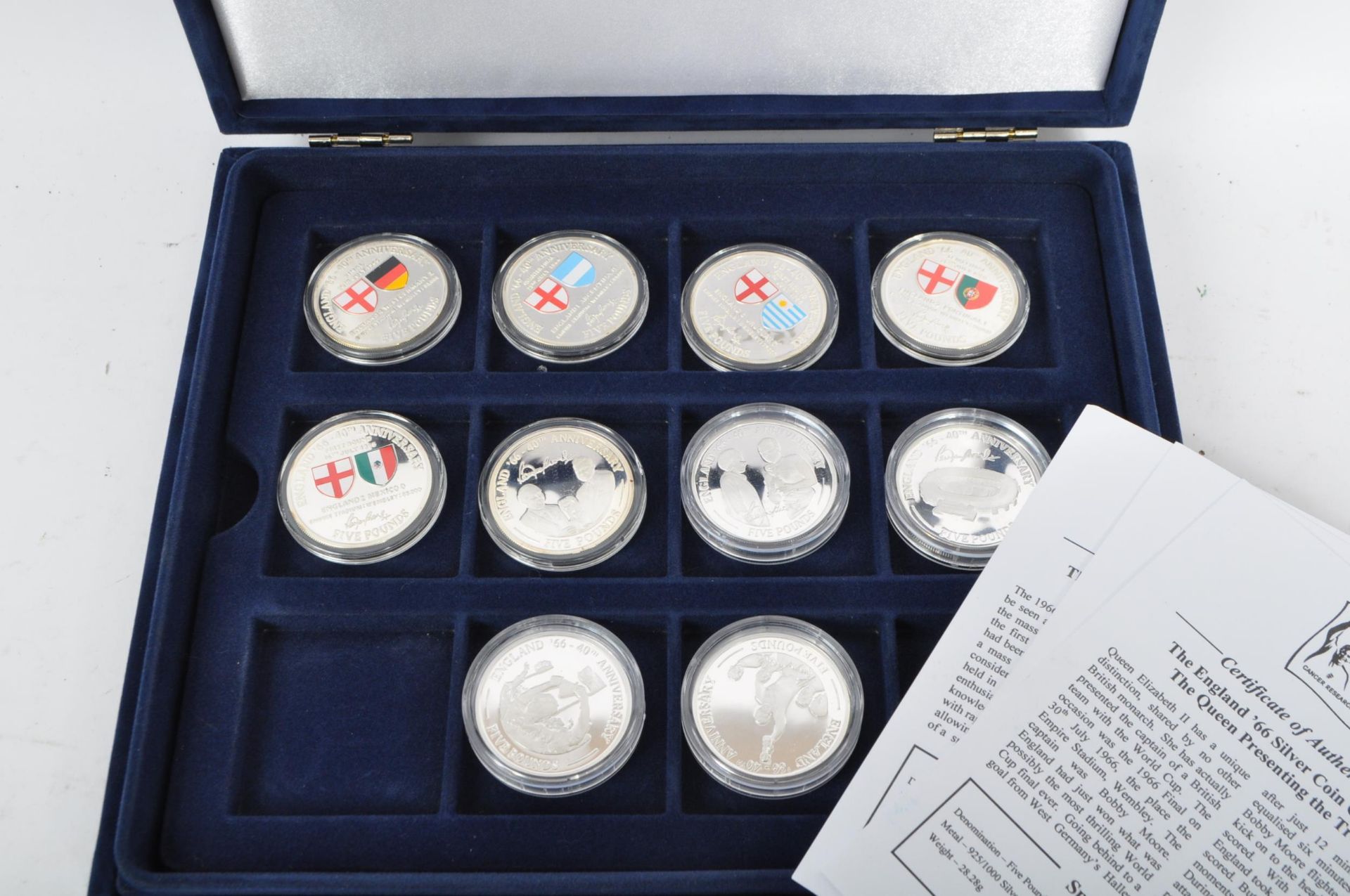 COLLECTION OF WORLD CUP WINNING ENGLAND SILVER PROOF COINS - Image 2 of 4