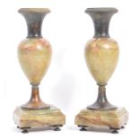 PAIR OF 19TH CENTURY BRONZE AND ONYX GARNITURE VASES