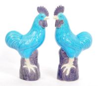 TWO MID 20TH CENTURY PORCELAIN COCKEREL ROOSTER FIGURINES