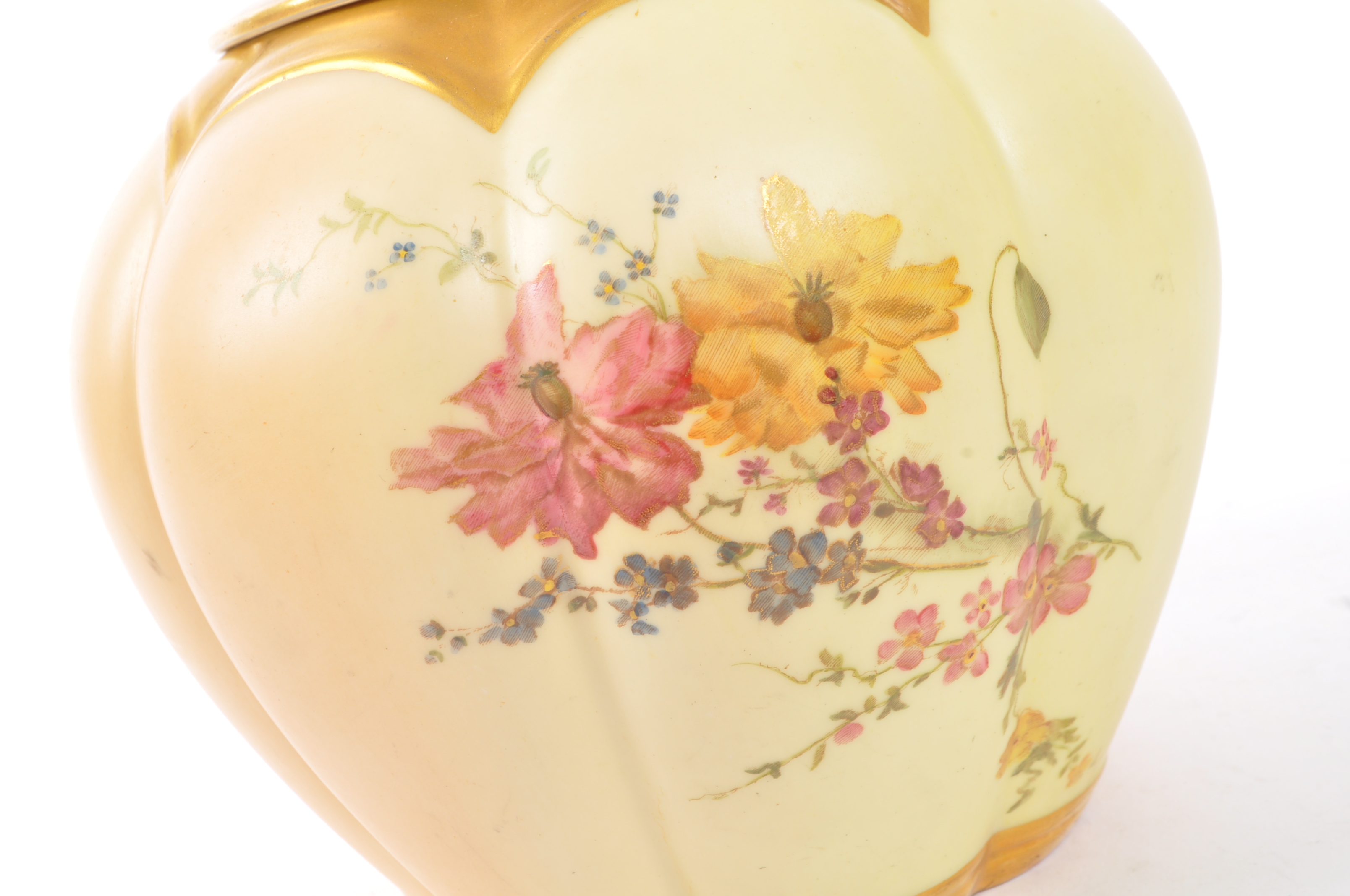 19TH CENTURY ROYAL WORCESTER IVORY BLUSH MELON CRACKER JAR - Image 2 of 5