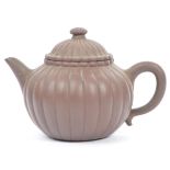 EARLY 20TH CENTURY YIXING ZISHA STONEWARE PUMPKIN TEAPOT