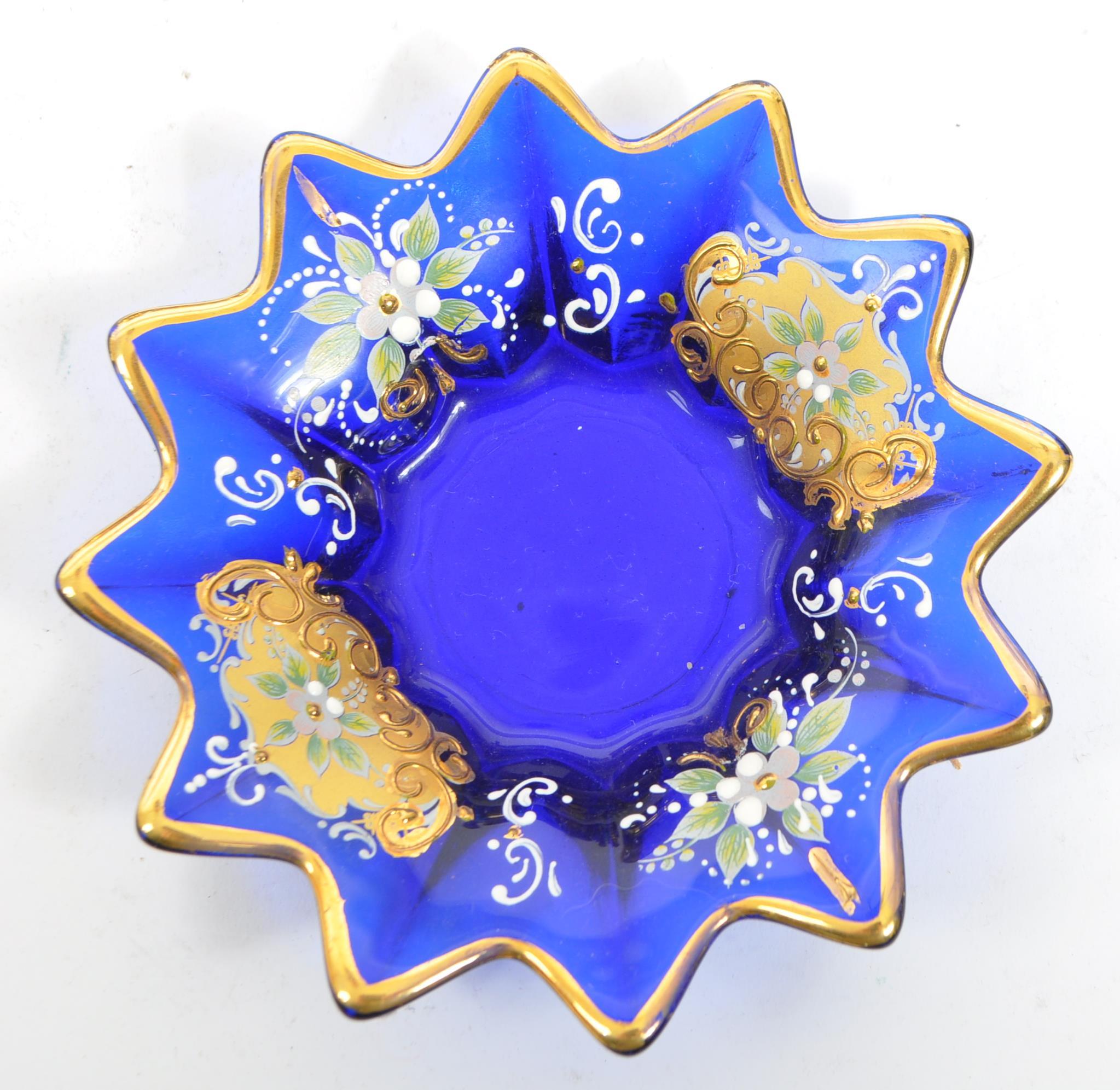 COBALT BLUE BOHEMIAN ART GLASS GOLD DECORATION - Image 3 of 6