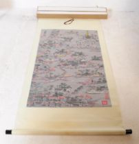 LATE 20TH CENTURY CONTEMPORARY CHINESE CANVAS WALL HANGING