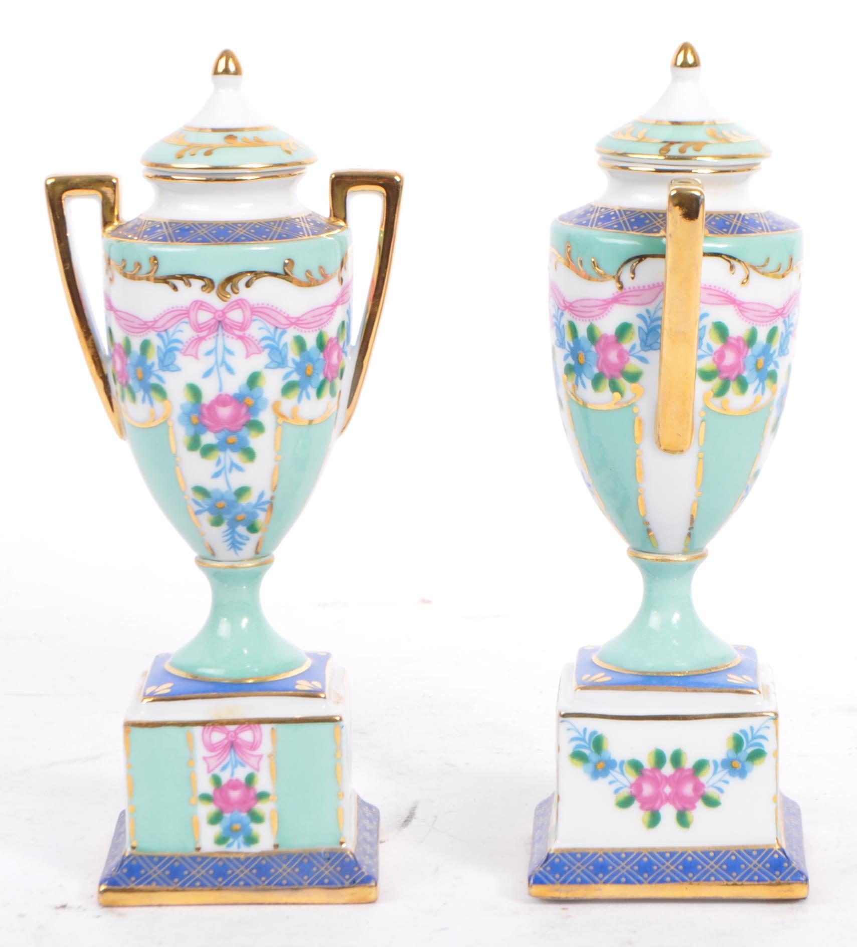 COLLECTION OF MINIATURE PORCELAIN VASES / URNS ETC. - Image 2 of 6