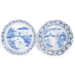 TWO JAPANESE MEIJI PERIOD HAND PAINTED PORCELAIN PLATES